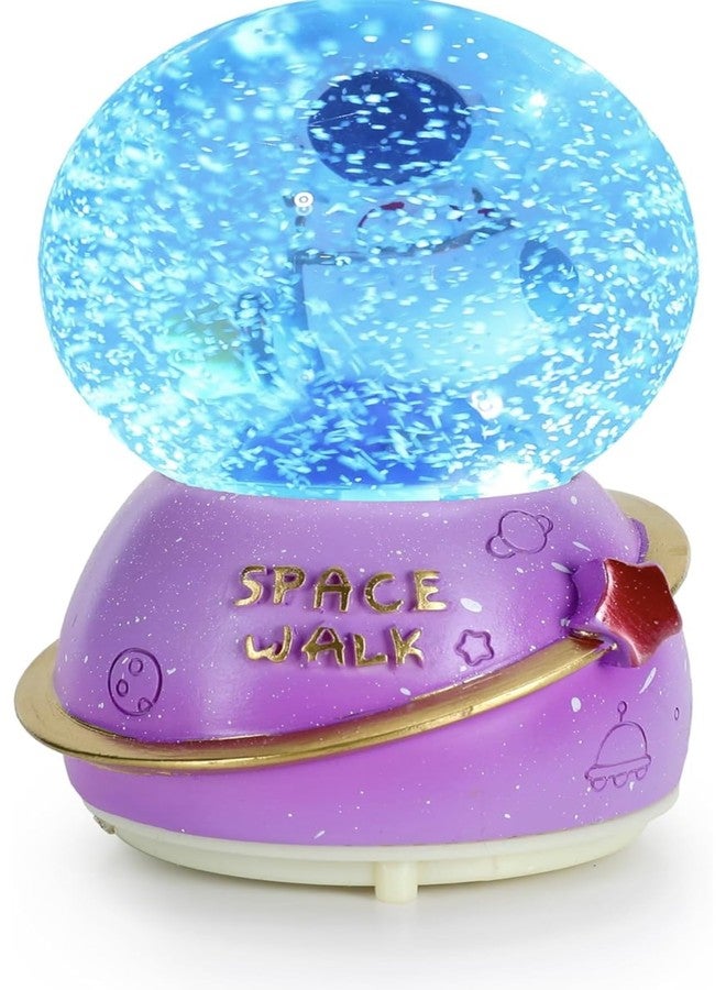 RICHTOTS Premium Musical Snow Globes, Cute Space Castle Figurine Snow Globes, Snowfall Musical Snow Globe with Color Changing LED Light for Girls, Birthday Home Party Decoration (Blue) - Image 4